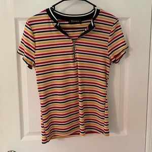 Retro Striped Zip Up Top